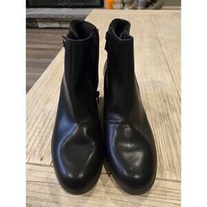 Clarks Emily2 Women's Black Leather Ankle Boots Size 8.5 Casual Block Heel